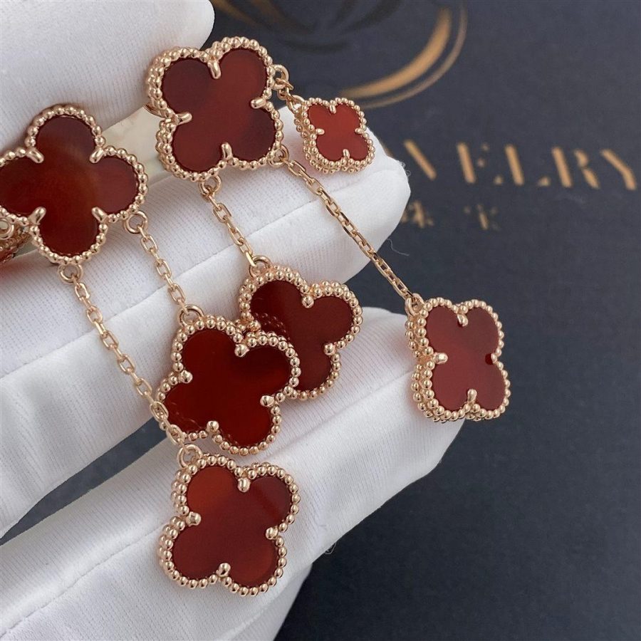 GlowCLOVER EARRINGS CARNELIAN 4 MOTIFS PINK GOLD