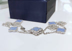 ¡®Glow¡¯CLOVER 10 MOTIFS CHALCEDONY DIAMONDS SILVER NECKLACE