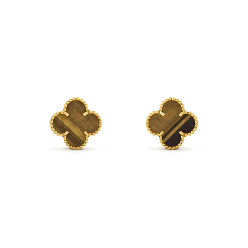 ¡®Glow¡¯CLOVER MEDIUM 1 MOTIFS TIGER EYE EARRINGS